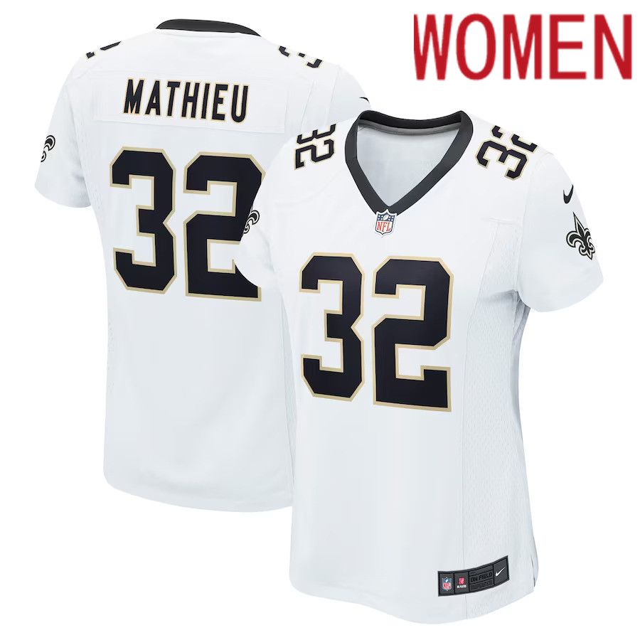 Women New Orleans Saints #32 Tyrann Mathieu Nike White Game NFL Jersey->women nfl jersey->Women Jersey